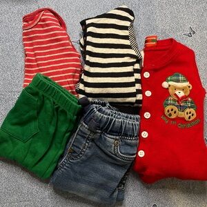 LOT OF 5 Baby Boys Winter Christmas Outfits Clothes Sleeper Carters 9 Months